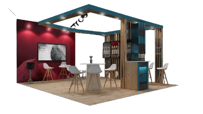 pngtree expo booth design with an exhibit area and a bar picture image 2736334 2500931283 removebg preview